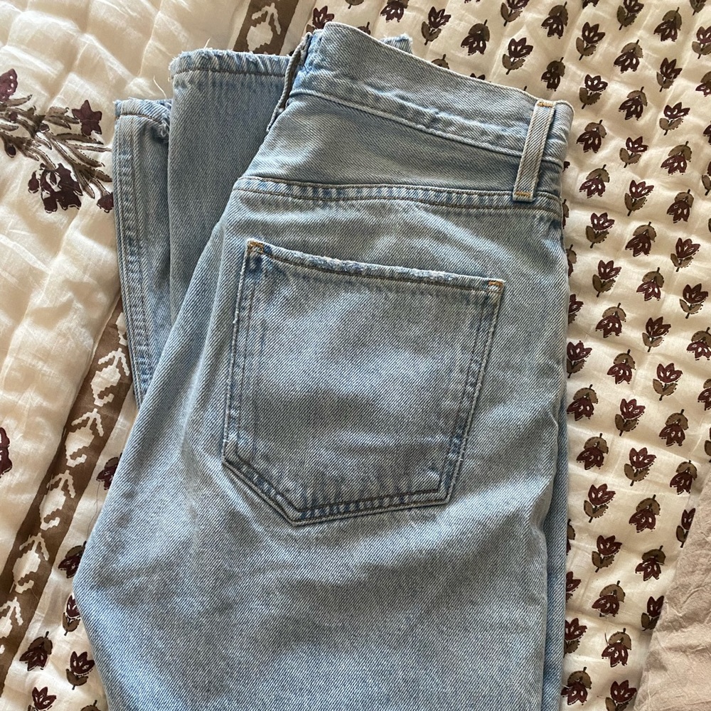 Agolde Light Blue Riley High Rise Straight Cropped Jeans - Picture 6 of 6